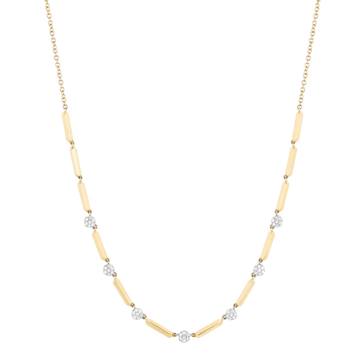 Phillips House Infinity Diamond Pavé & Yellow Gold Bar Station Necklace, 18