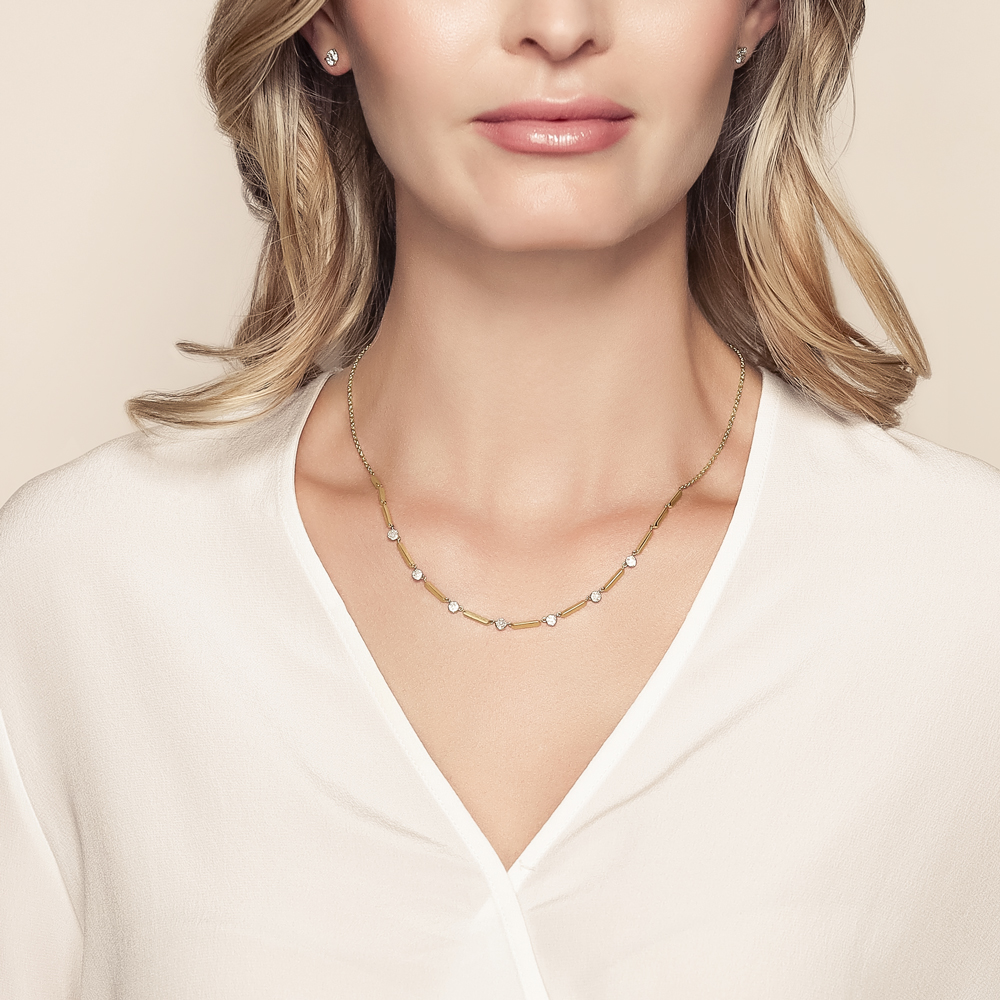 Phillips House Infinity Diamond Pavé & Yellow Gold Bar Station Necklace, 18