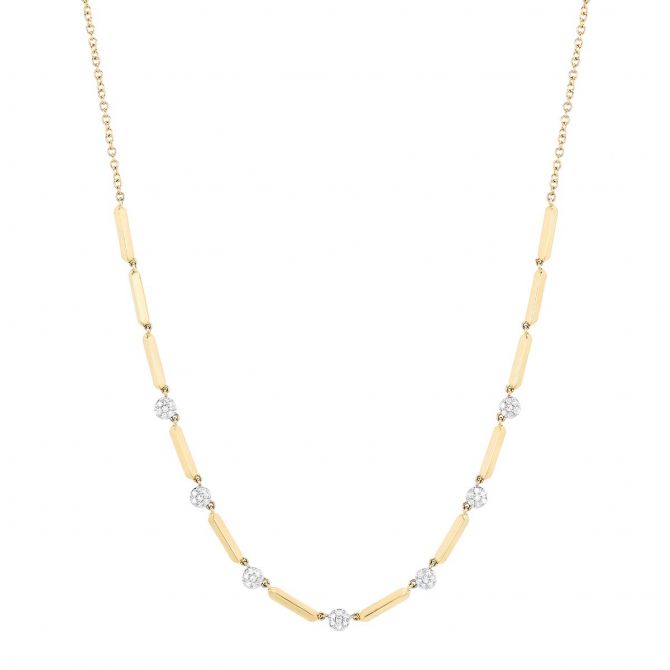 Phillips House Infinity Diamond Pavé & Yellow Gold Bar Station Necklace, 18"