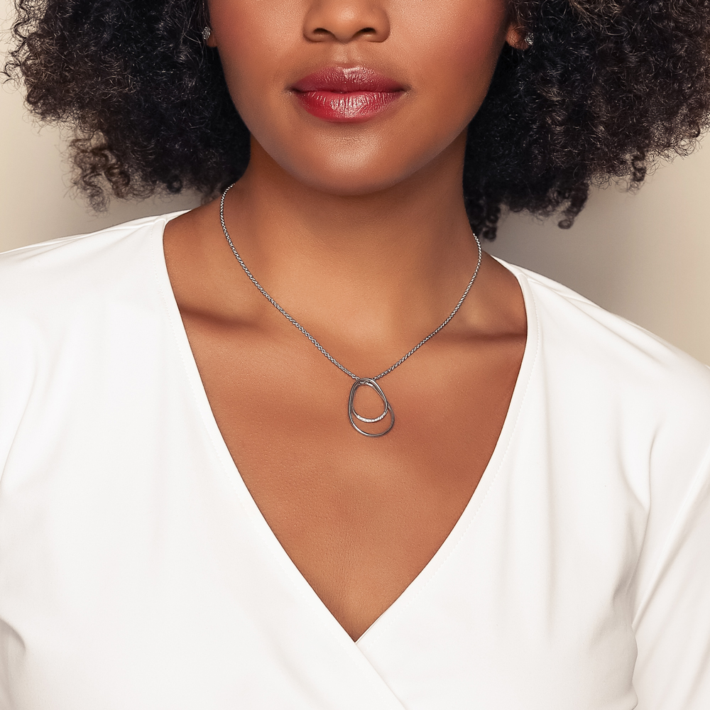 Pesavento Elegance Diamond Double Pear Shape Pendant in Sterling Silver, 17