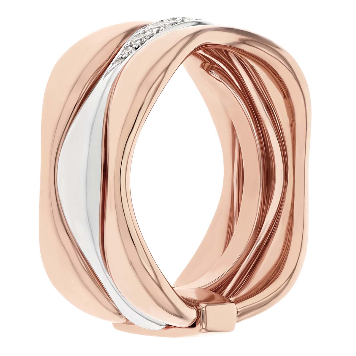 Pesavento Elegance Diamond 3 Row Band Ring in Gold Vermeil