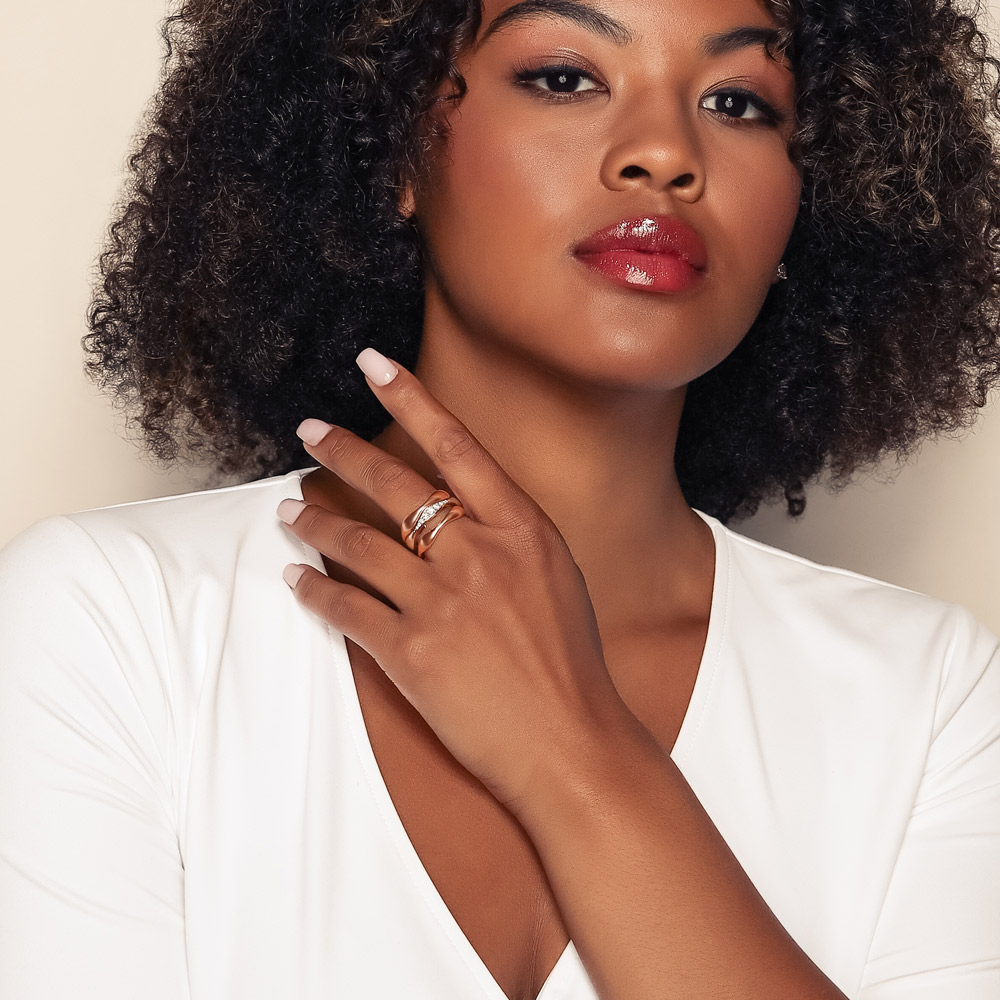 Pesavento Elegance Diamond 3 Row Band Ring in Gold Vermeil