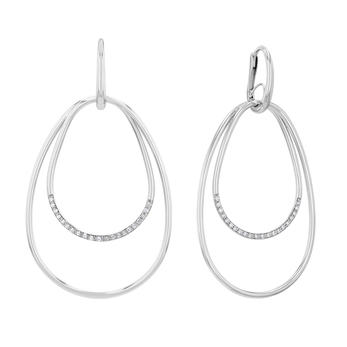 Pesavento Elegance Diamond Double Pear Shape Dangle Earrings in Sterling Silver