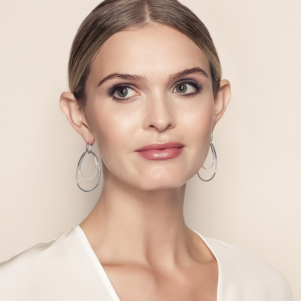 Pesavento Elegance Diamond Double Pear Shape Dangle Earrings in Sterling Silver