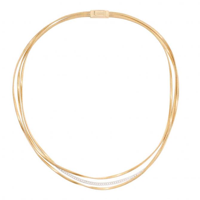 Marco Bicego Marrakech Diamond & Yellow Gold 3 Strand Necklace in