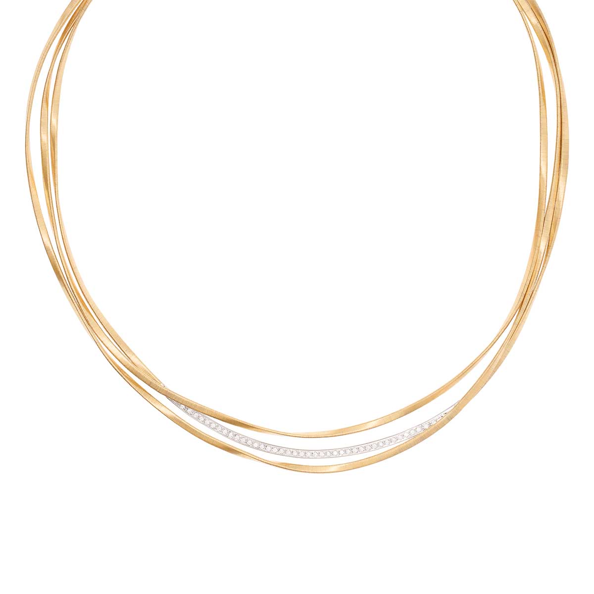 Marco Bicego Marrakech Diamond & Yellow Gold 3 Strand Necklace in Two Tone, 16.5