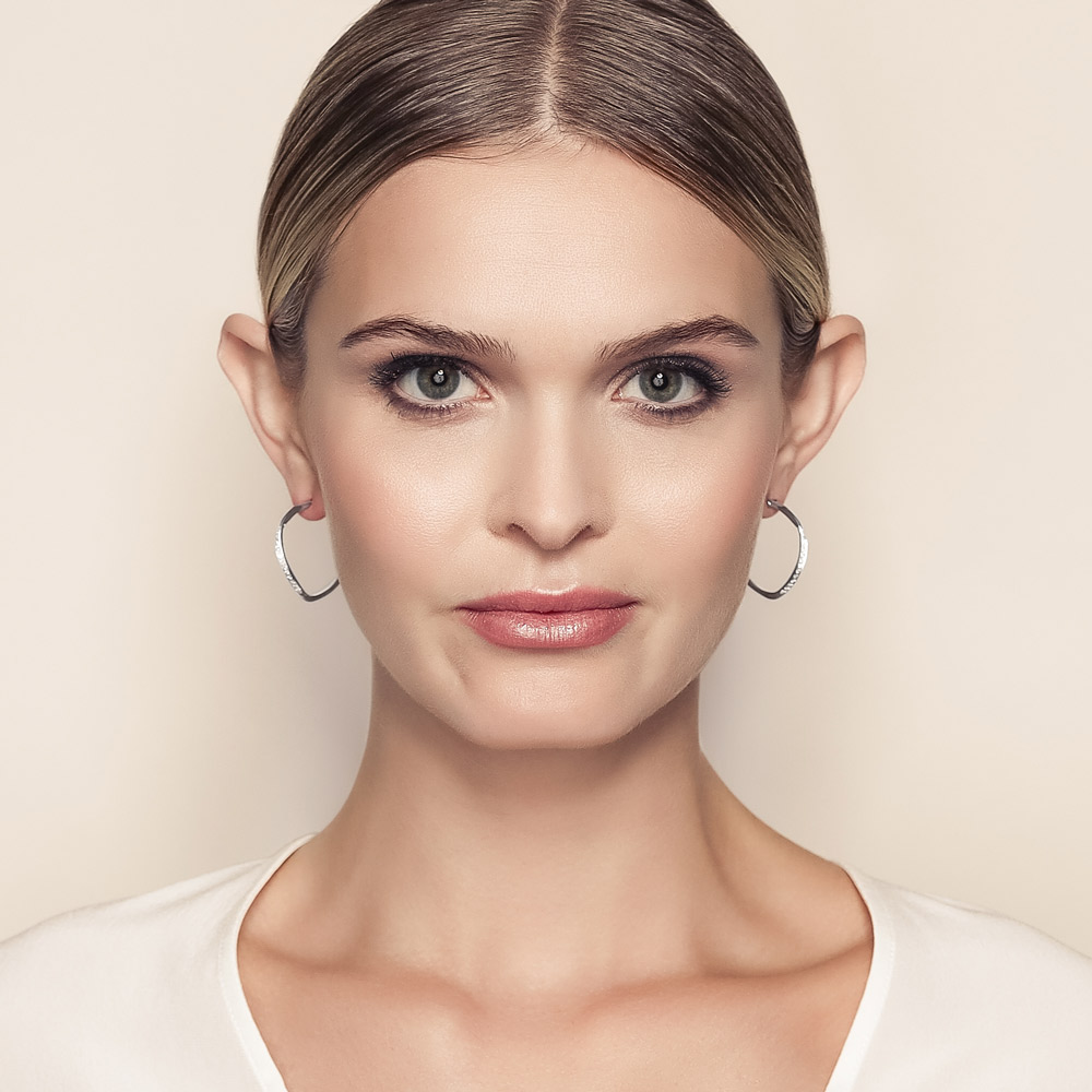 Marco Bicego Diamond Wave Twisted U-Shaped Hoop Earrings in White Gold