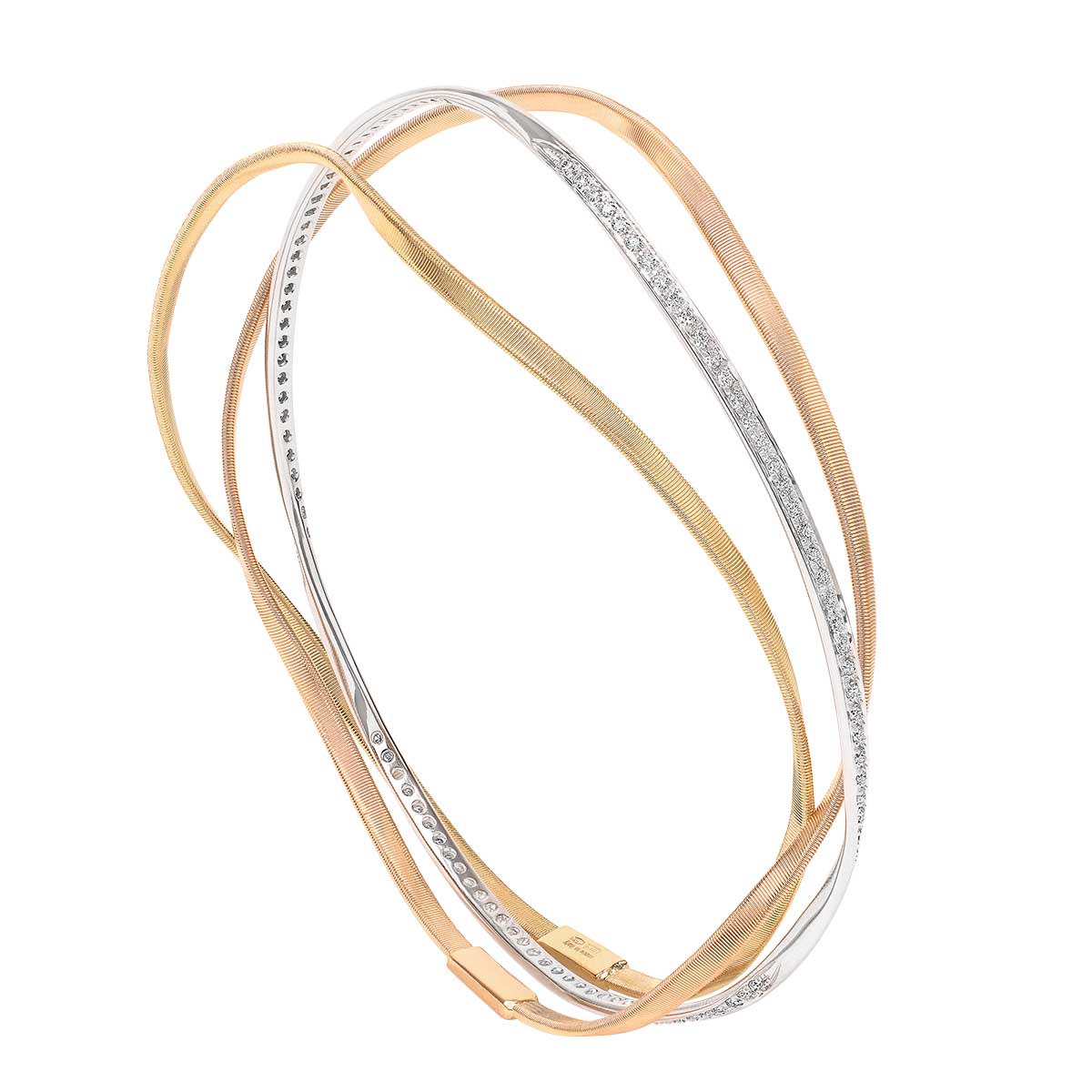 Marco Bicego Marrakech Diamond 3 Strand Bracelet in Tri Tone
