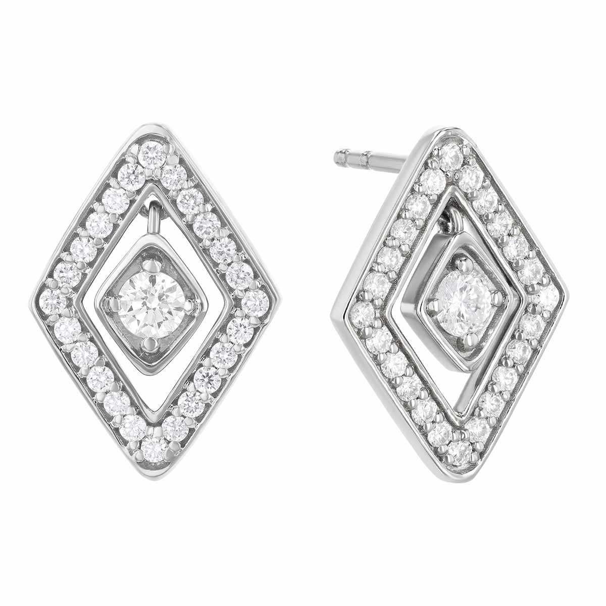 Roberto Coin Diamante Diamond Geometric Stud Earrings 18K Gold