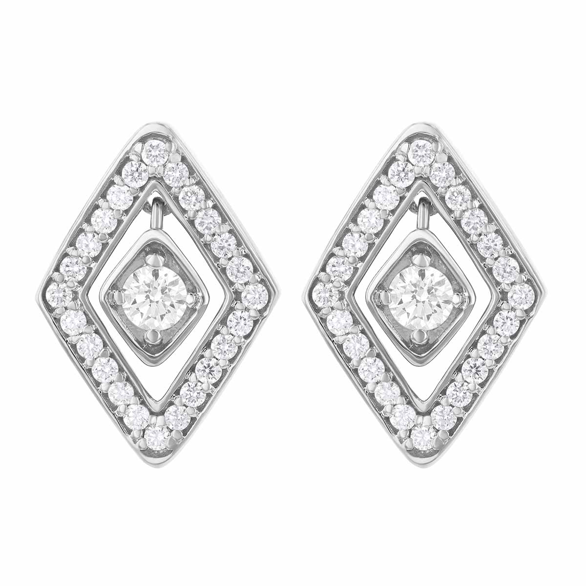 Roberto Coin Diamante Diamond Geometric Stud Earrings 18K Gold