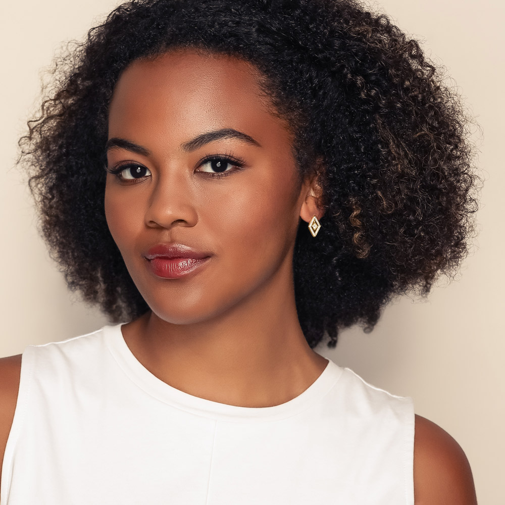 Roberto Coin Diamante Diamond Geometric Stud Earrings 18K Gold