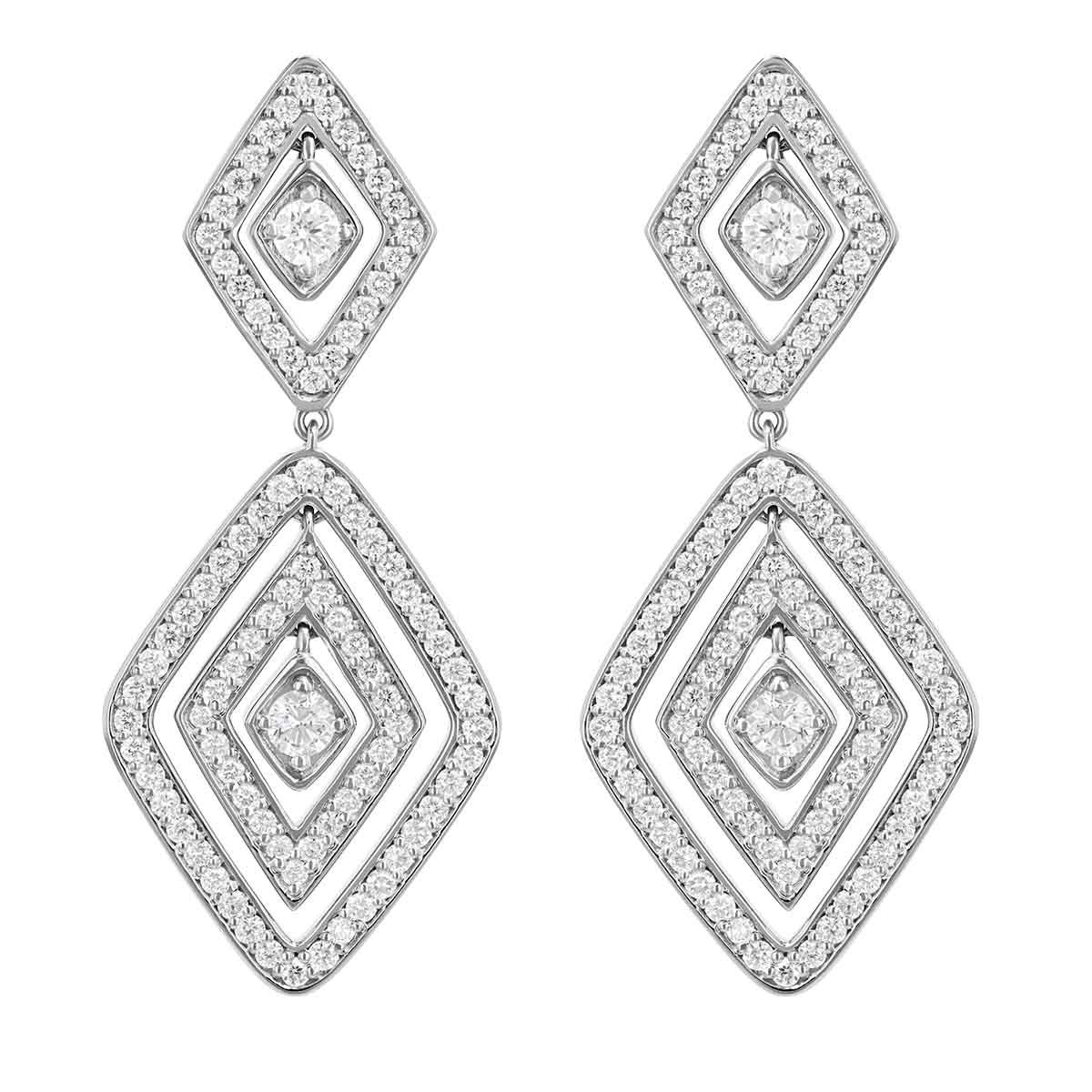 Roberto Coin Diamante Diamond Double Geometric Dangle Earrings in 18K Gold