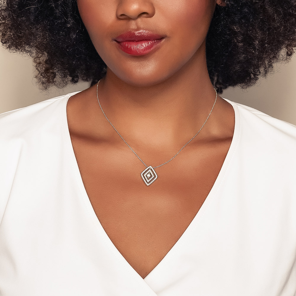 Roberto Coin Diamante Diamond Double Geometric Pendant in 18K Gold