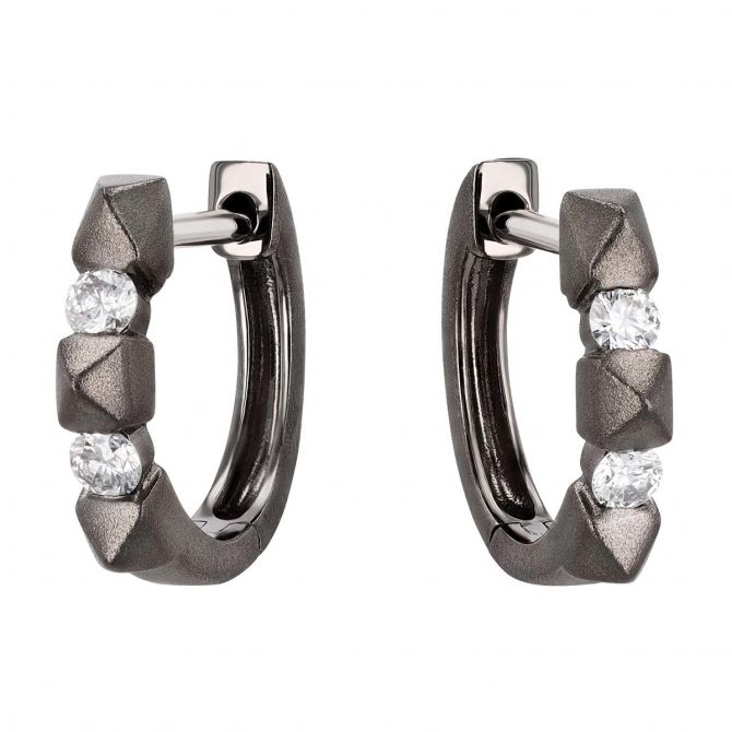Black rhodium hoop earrings deals
