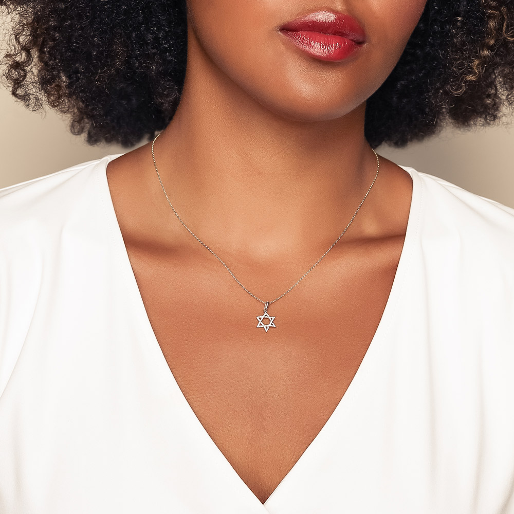 Frederic Sage Diamond Star of David Pendant in  White Gold, 18