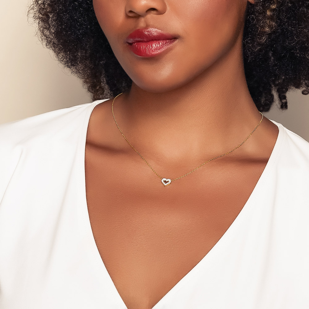 Frederic Sage Diamond Heart Necklace in Yellow Gold