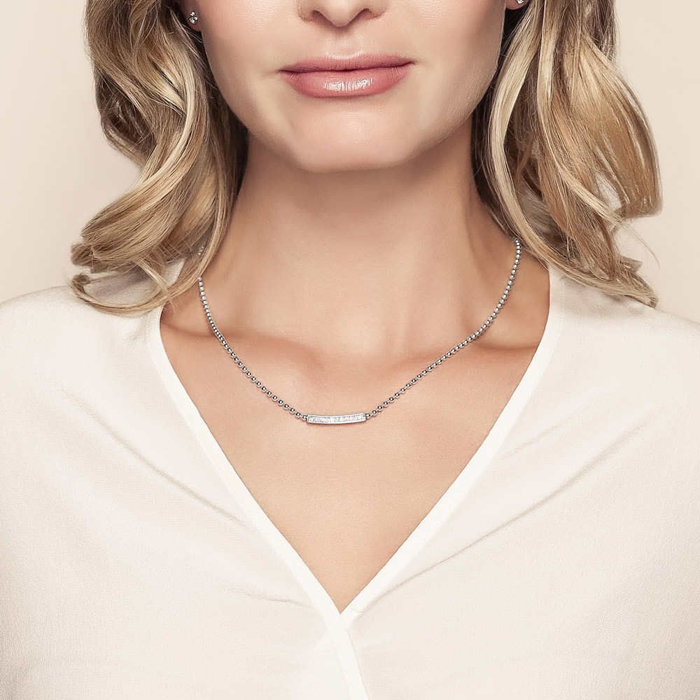 LAGOS Sterling Silver Diamond Caviar Spark Bar Necklace