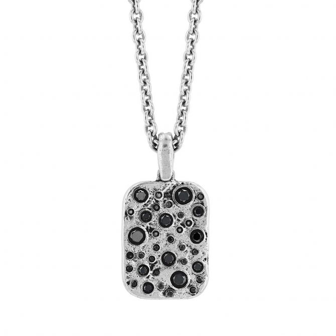 John Varvatos Black Diamond Dog Tag Pendant in Sterling Silver, 24"