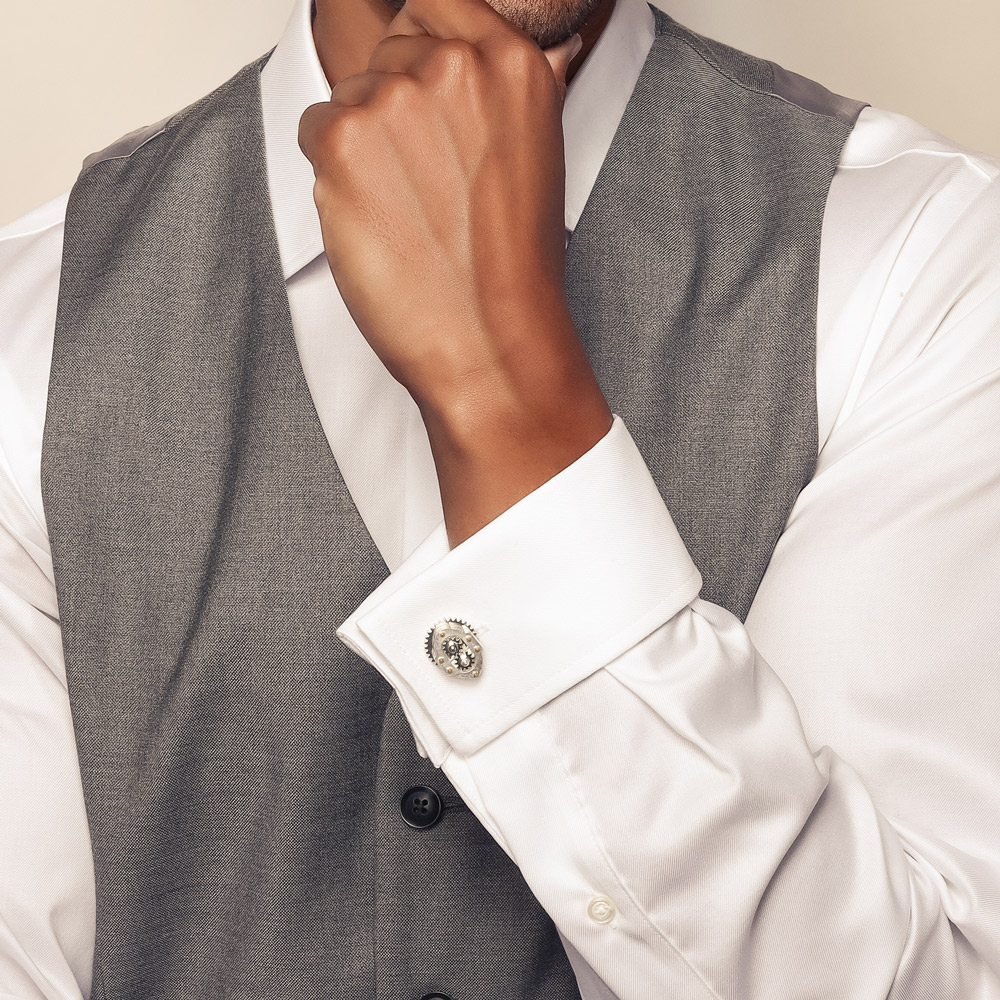 Deakin & Francis Sterling Silver 1835 Gear Box Cufflinks