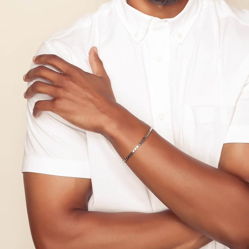 Sterling Silver 3.4mm Box Link Chain Bracelet, 8.5