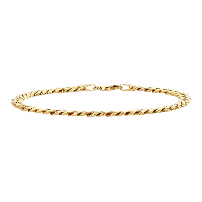 Yellow Gold Cuban Link Chain Bracelet, 5 mm, 8.5"