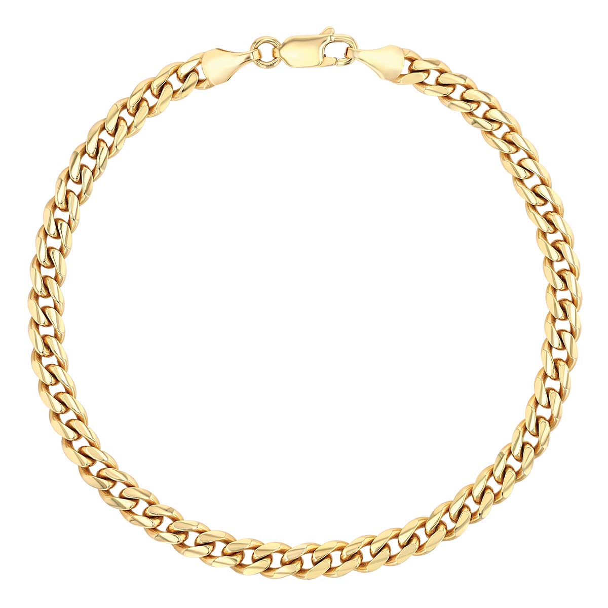Yellow Gold Cuban Link Chain Bracelet, 5 mm, 8.5