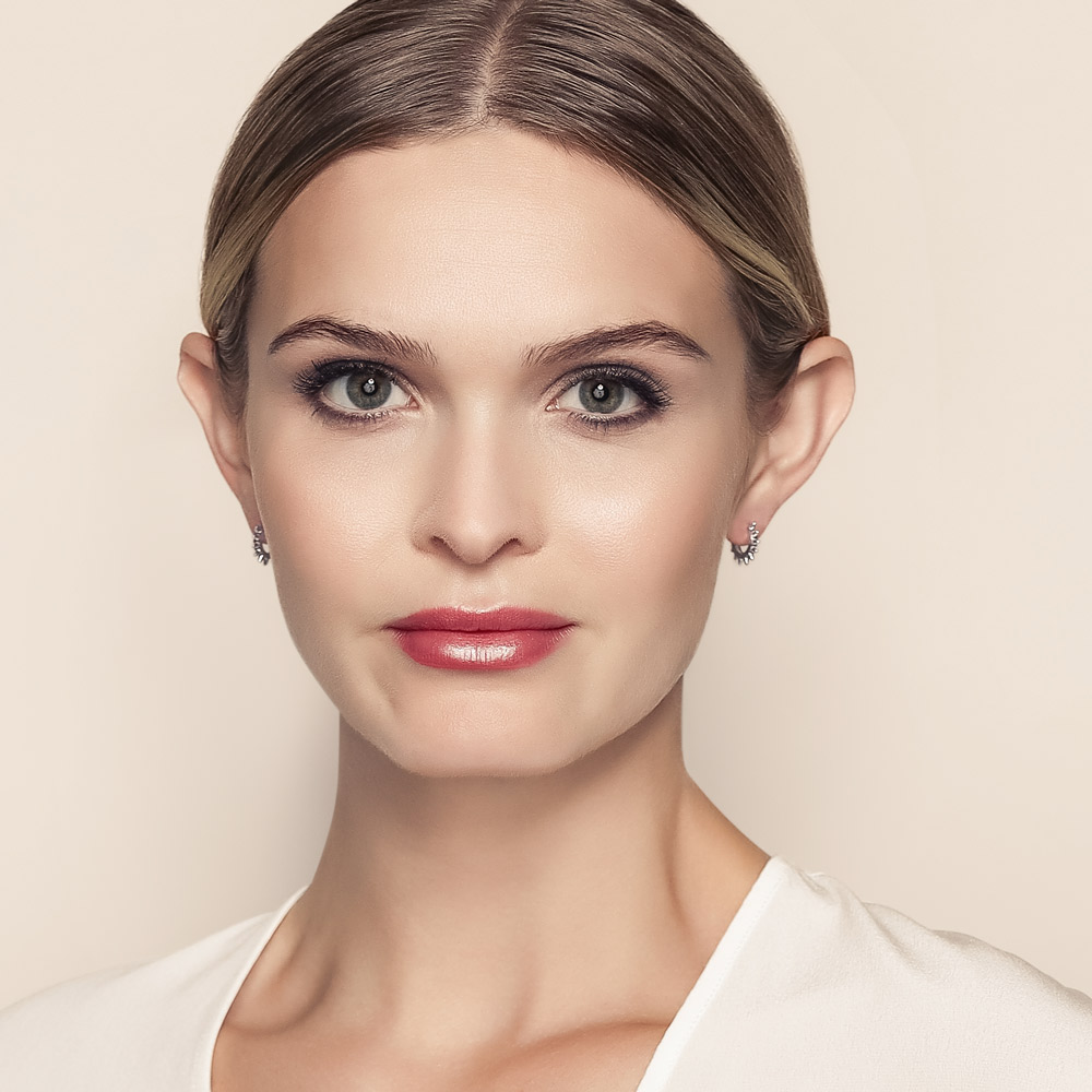 White Gold Spike Huggie Hoop Earrings, 10 mm