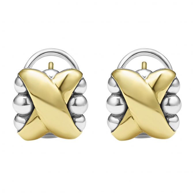 LAGOS Embrace Yellow Gold & Sterling Silver X Omega Stud Earrings