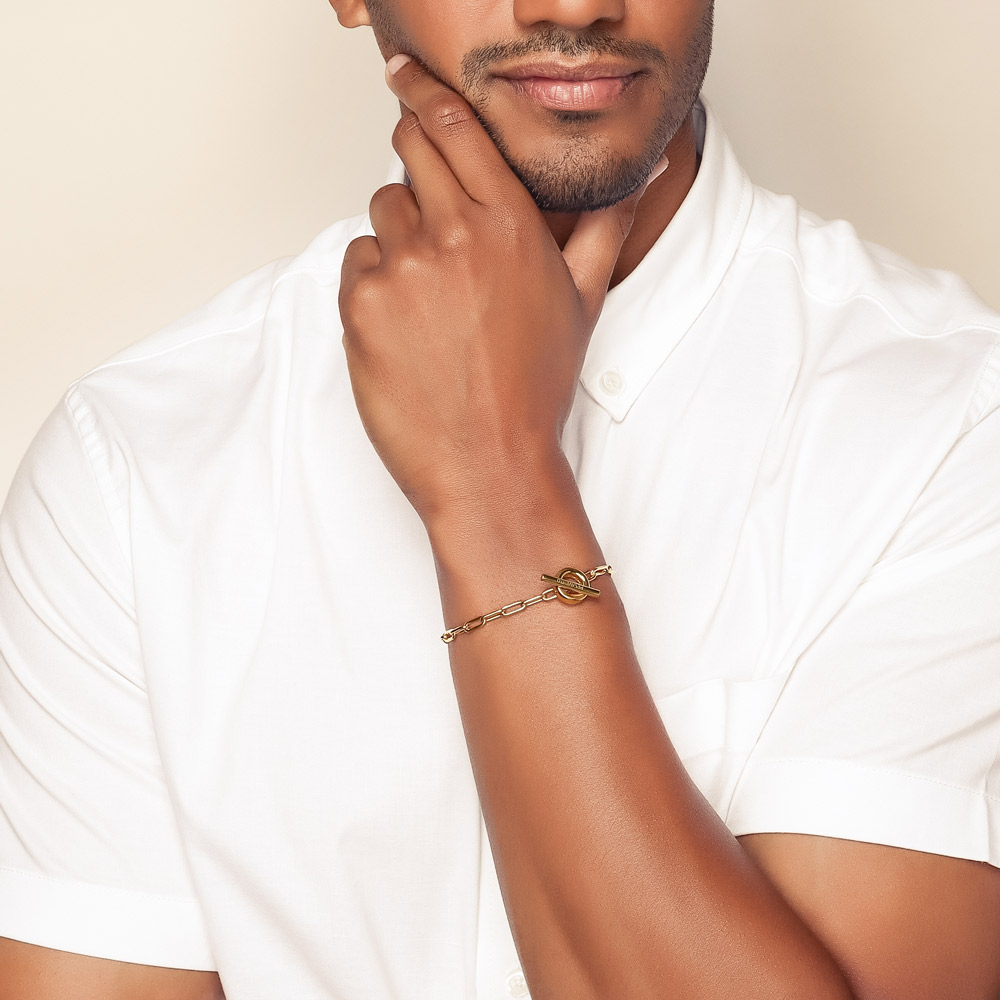 Pesavento Elegance Yellow Gold Vermeil Paperclip Link Toggle Bracelet, 7.5