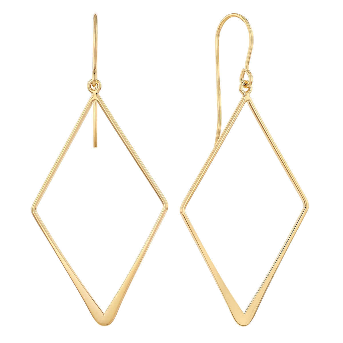 Yellow Gold Open Kite-Shaped Dangle Earrings