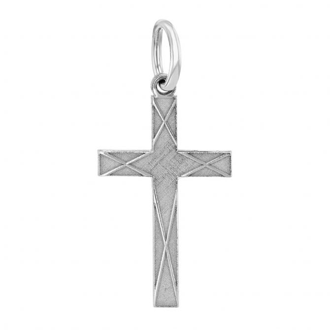 Sterling Silver Etched Cross Charm
