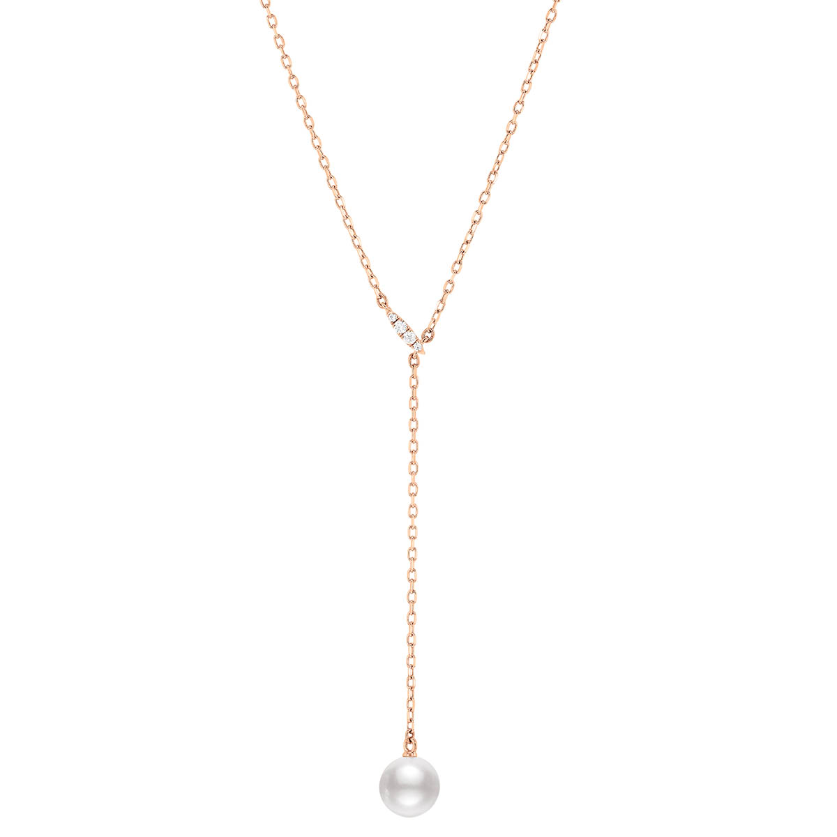 Mikimoto Akoya Cultured Pearl & Diamond Lariat Necklace in Rose Gold, 20