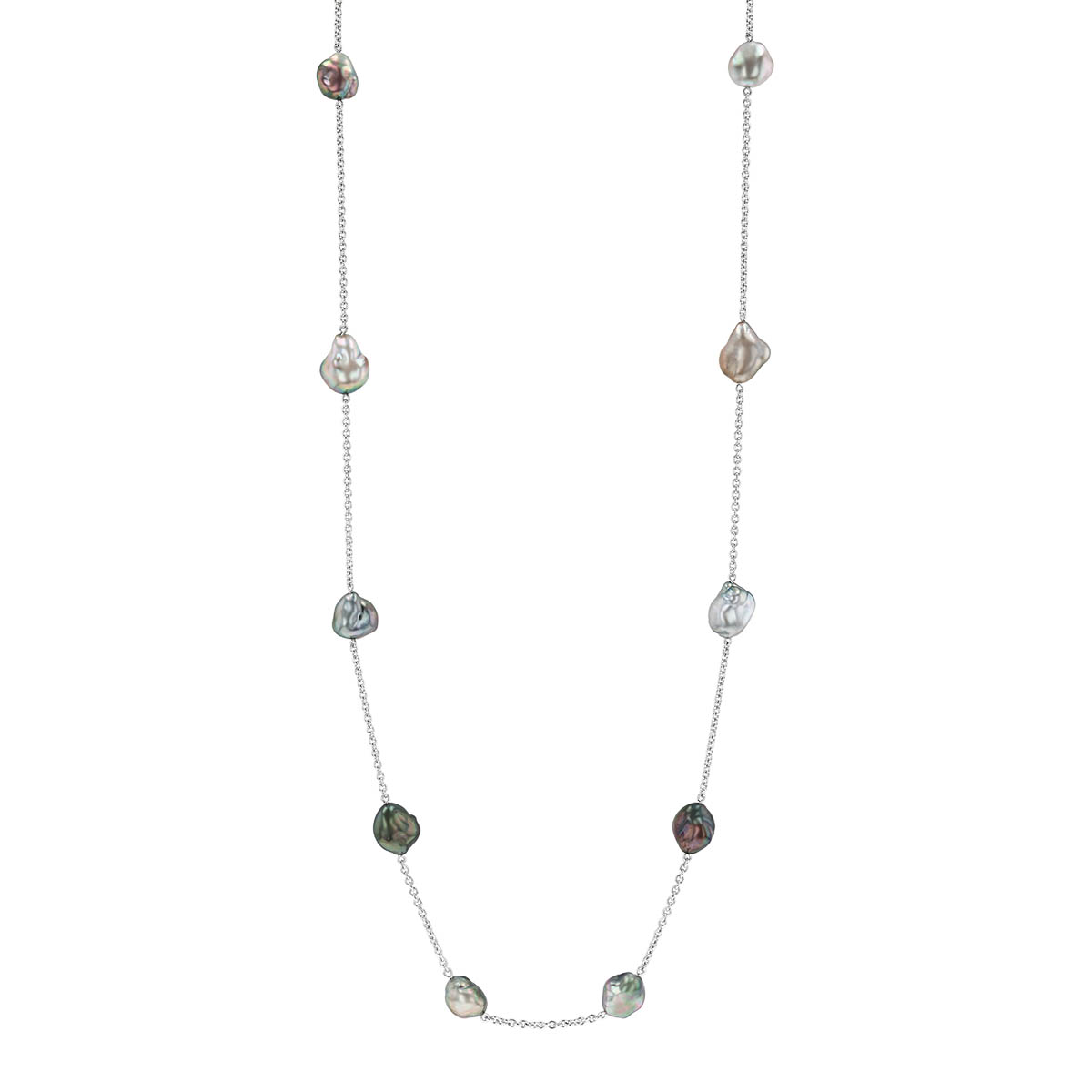 Mikimoto Tahitian South Sea Cultured Pearl 10 Station Necklace in White Gold, 24