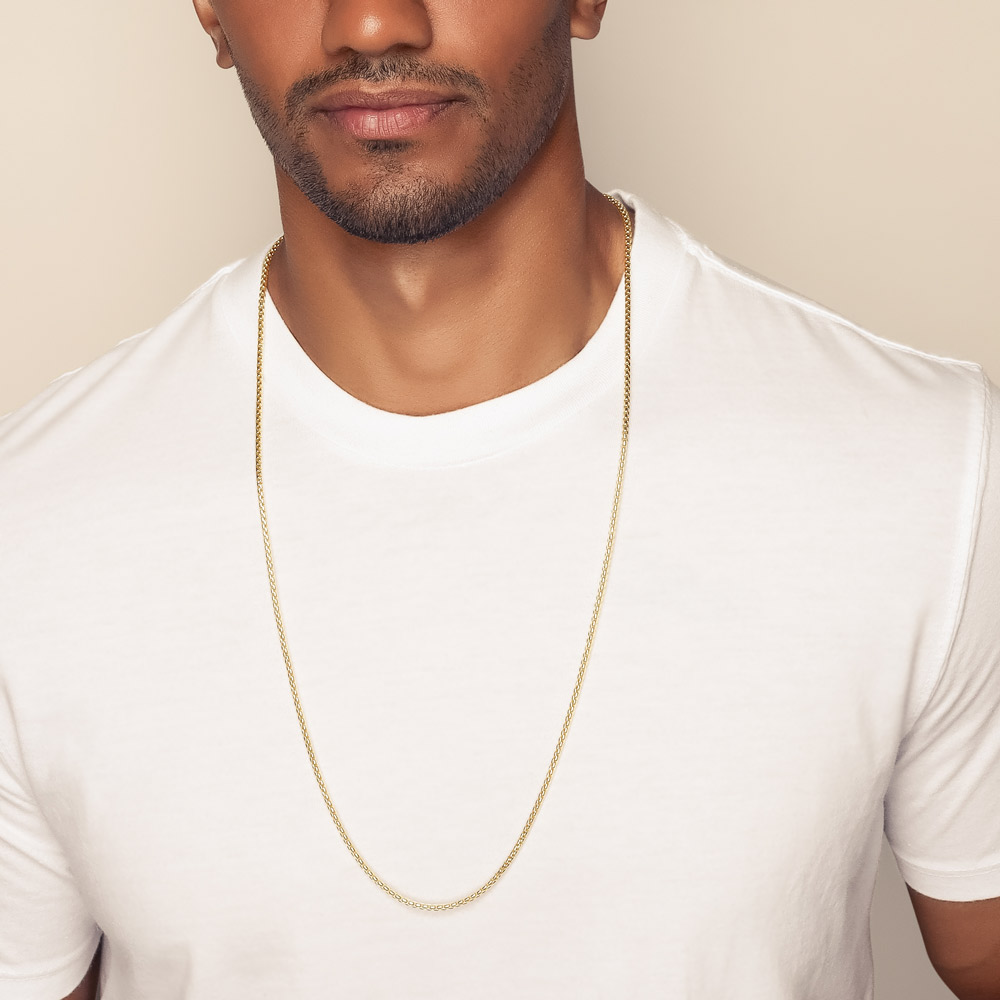 Yellow Gold 2.8 mm Round Hollow Box Chain, 30