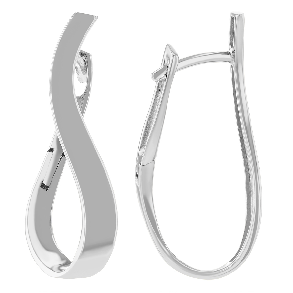 White Gold Curved Hoop Earrings