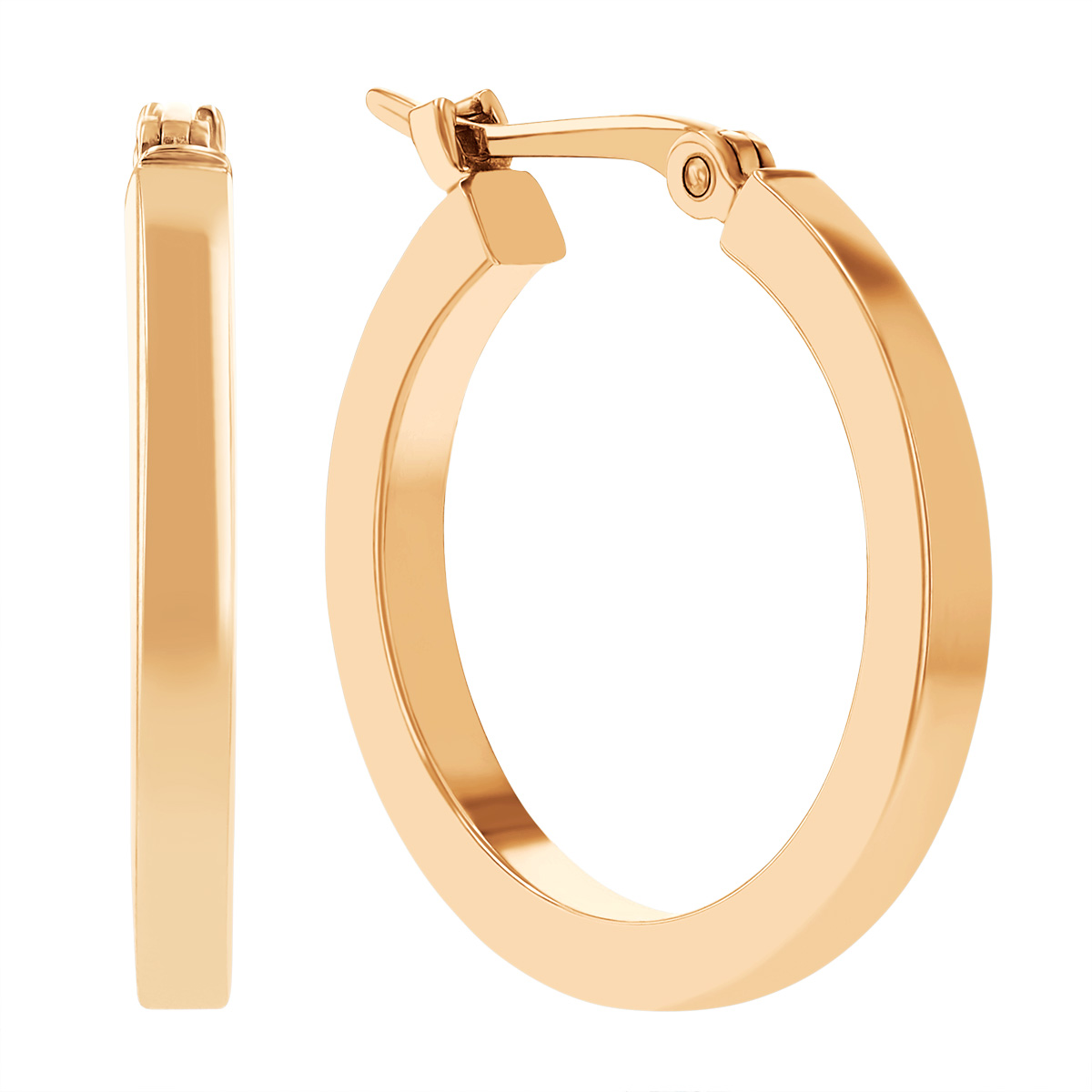 Rose Gold Square Edge Tube Hoop Earrings, 2 x 18 mm