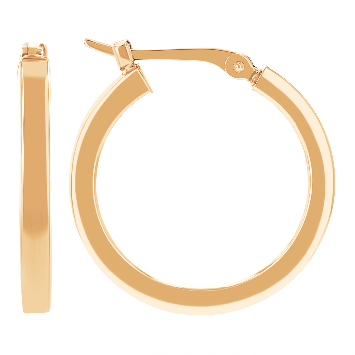 Rose Gold Square Edge Tube Hoop Earrings, 2 x 18 mm