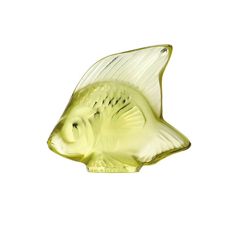Lalique Fish Sculpture, Yellow Crystal