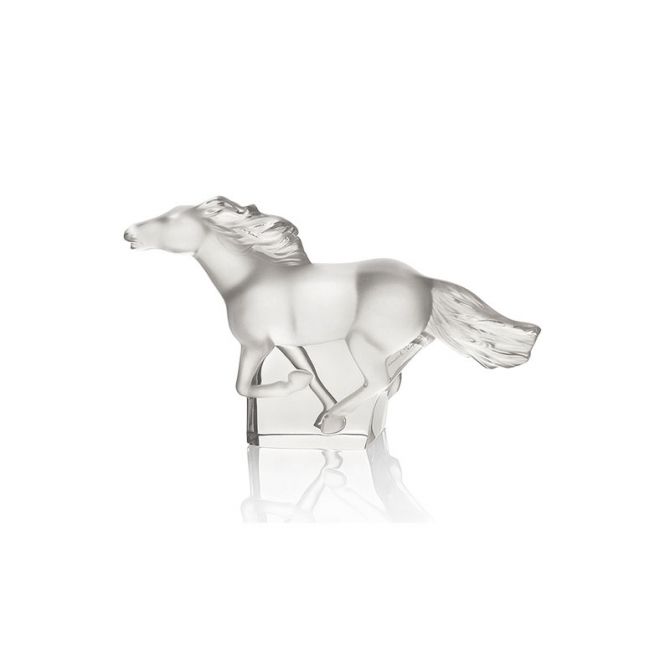 LALIQUE 馬のガラス彫刻 LALIQUE CRYSTAL REARING KAZAK HORSE FROSTED GLASS HORSE/CLEAR BASE