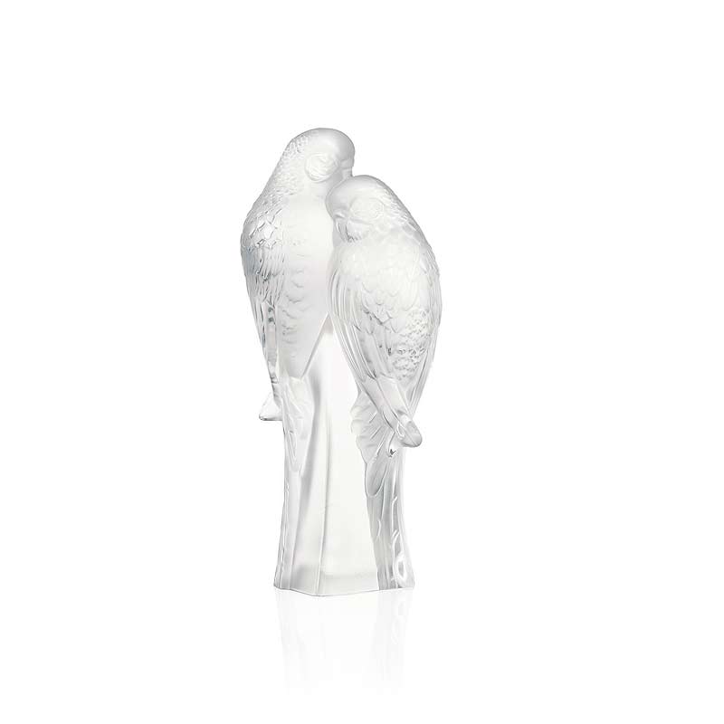 Lalique 2 Parakeets Sculpture, Clear