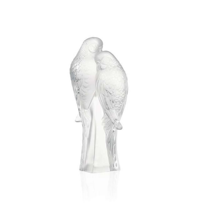 Lalique 2 Parakeets Sculpture, Clear