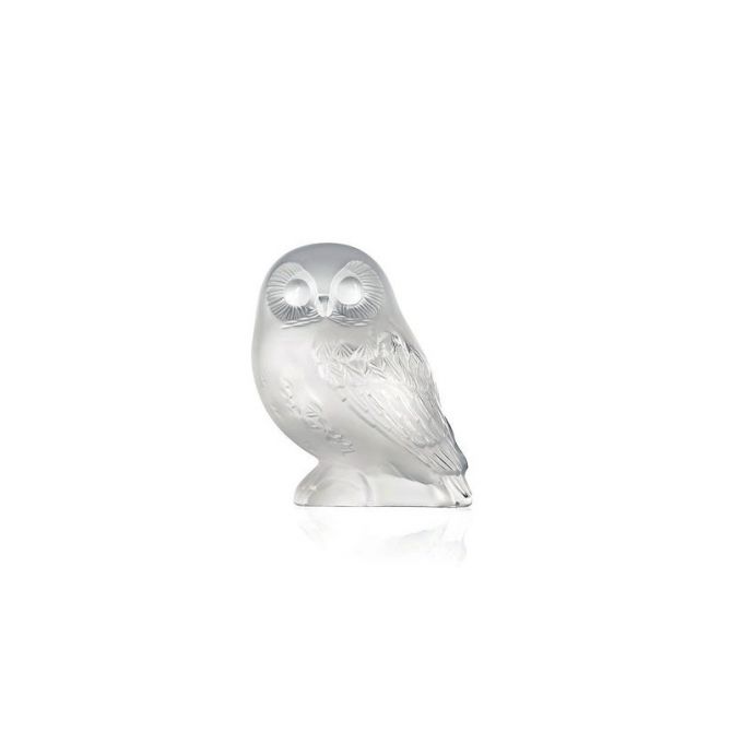 Lalique Shivers Owl Sculpture, Clear Crystal