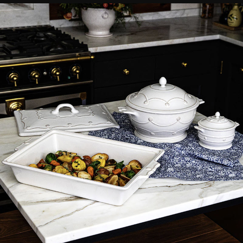 Juliska Berry and Thread Casserole with Lid, Whitewash