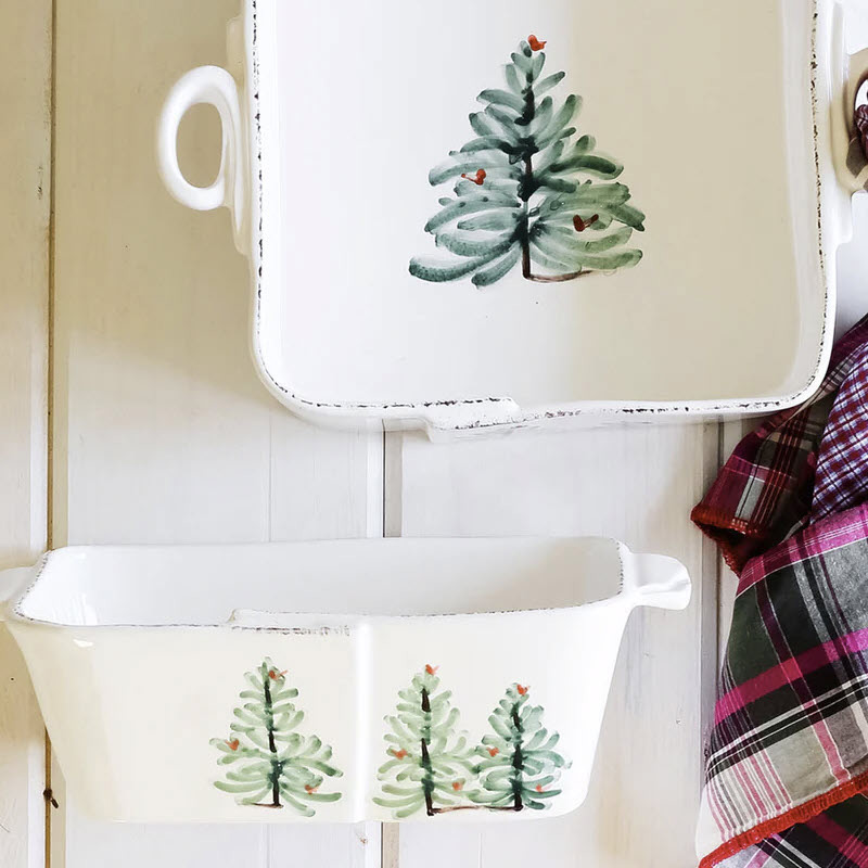 Vietri Lastra Holiday Square Baker