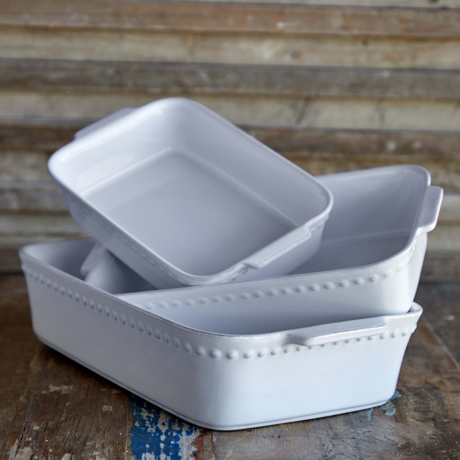 Costa Nova Small Rectangular Baker, Pearl White