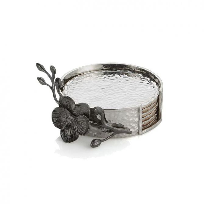 Michael Aram Black Orchid Drink Coasters, Set of 6