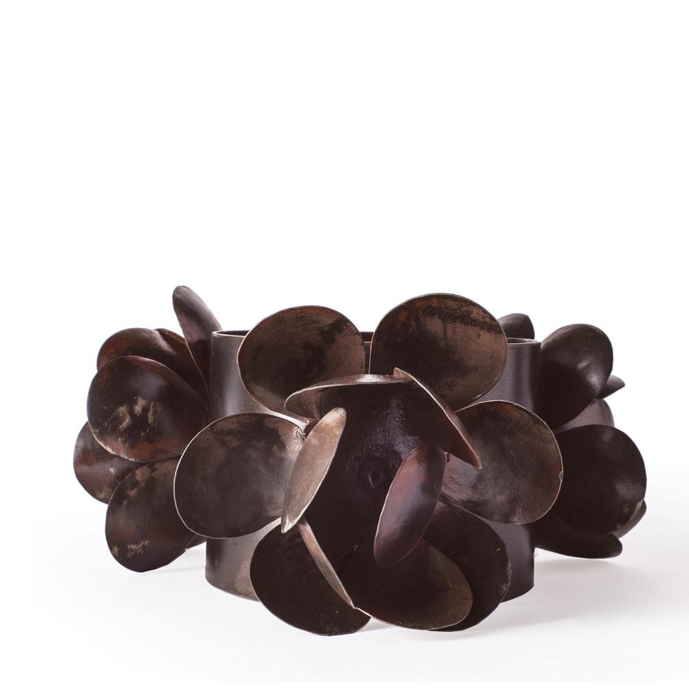 Jan Barboglio Eli Wine Coaster with 3 Iron Roses