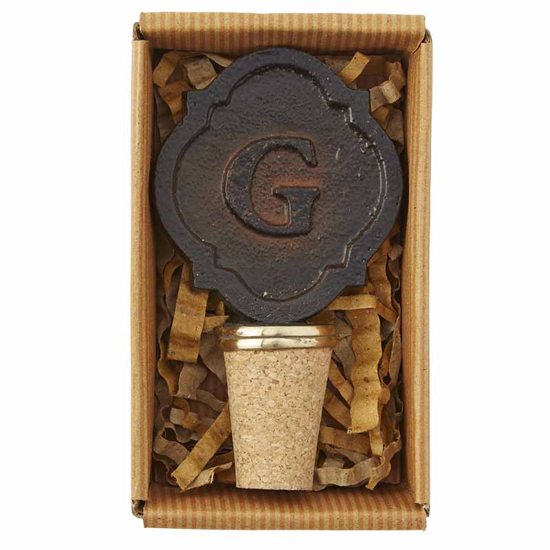 Mud Pie G Initial Metal Wine Stopper Borsheims
