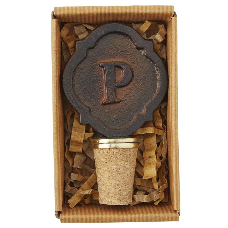 Mud Pie P Initial Metal Wine Stopper Borsheims