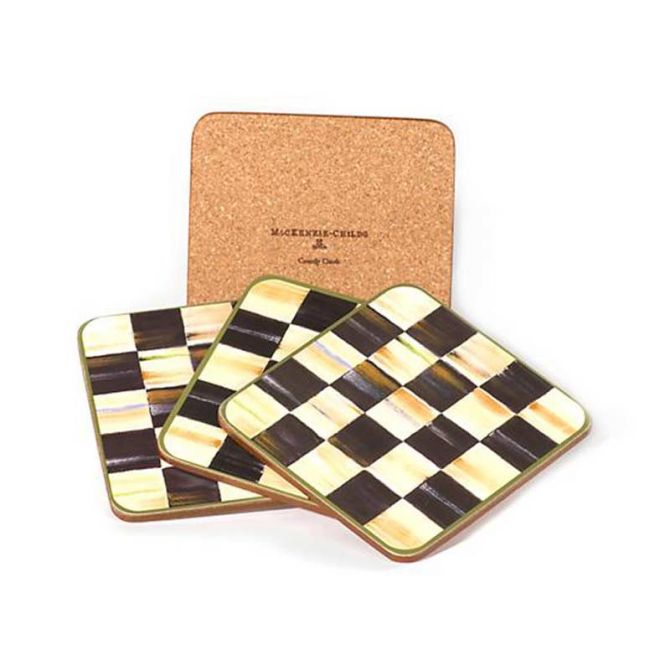 MacKenzie-Childs Courtly Check Cork Back Coasters, Set of 4